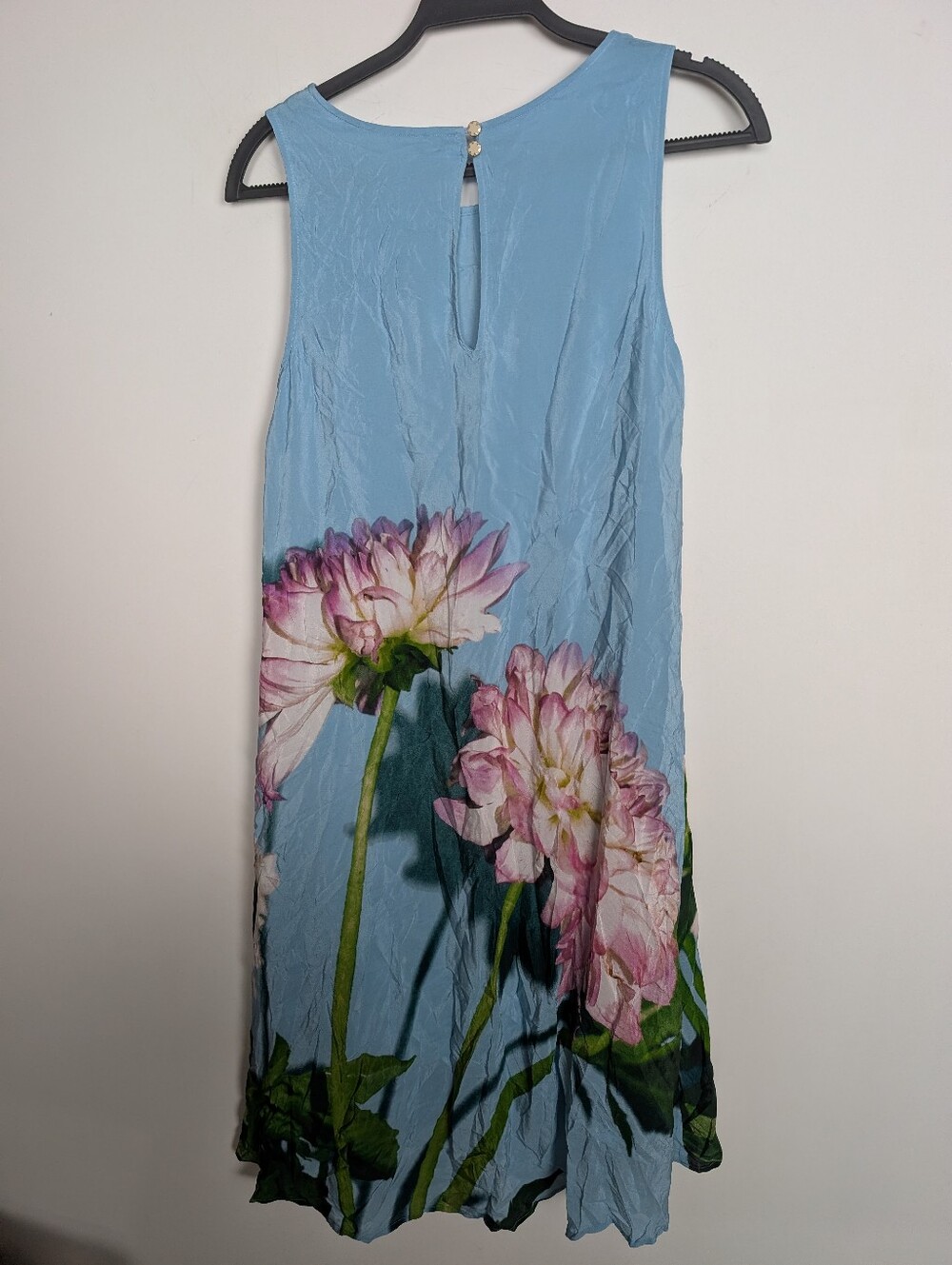 Anthropologie Photorealistic Silk Sleeveless Peonies Floral Shift Dress Size 6 - Picture 7 of 9